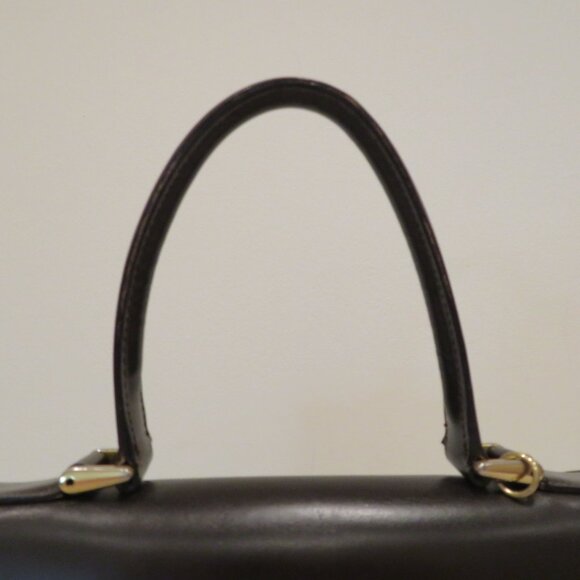 Vintage Handheld Satchel Wilkes Bashford Dark Brown Leather Purse Bag Top Handle - Picture 2 of 16